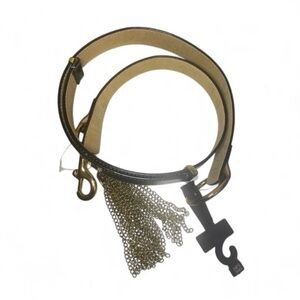 NWT Yul Taylor Adjustable Genuine Leather Belt in Black With Gold Hardware - OS